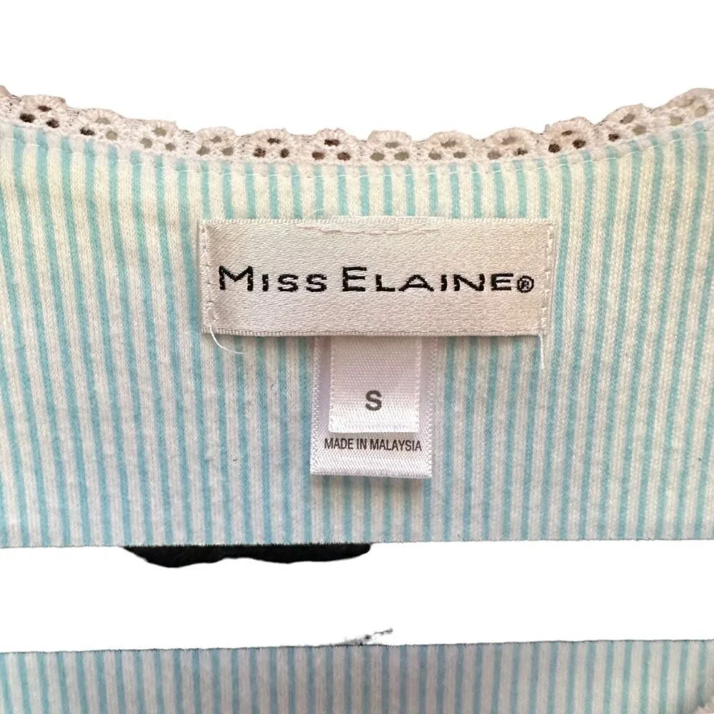 Miss Elaine Floral Print Pullover Eyelet Trim Knit‎ Nightgown Women's Size Small